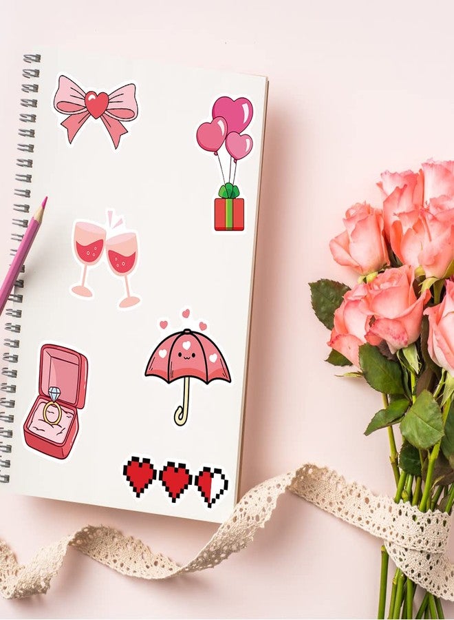 DULEFUN 100pcs Valentine Stickers, Love Vinyl Waterproof for Laptop Water Bottles Scrapbook Skateboard Guitar Heart Romantic Valentine's Day for Teens and Adults - Image 5